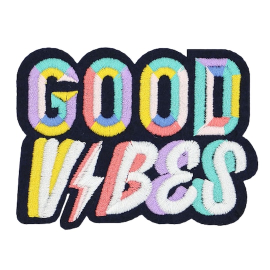 Iron-On &#x26; Adhesive Good Vibes Embroidered Patch by Make Market&#xAE;
